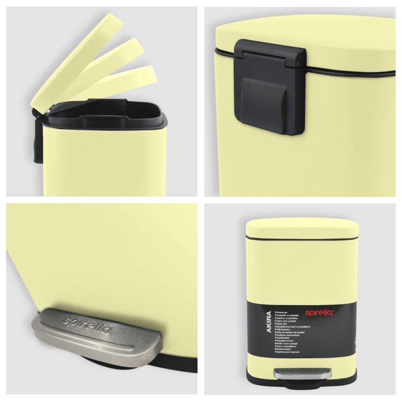 Spirella Poubelle à  Pédale Acier AKIRA 5L Jaune Mat Spirella