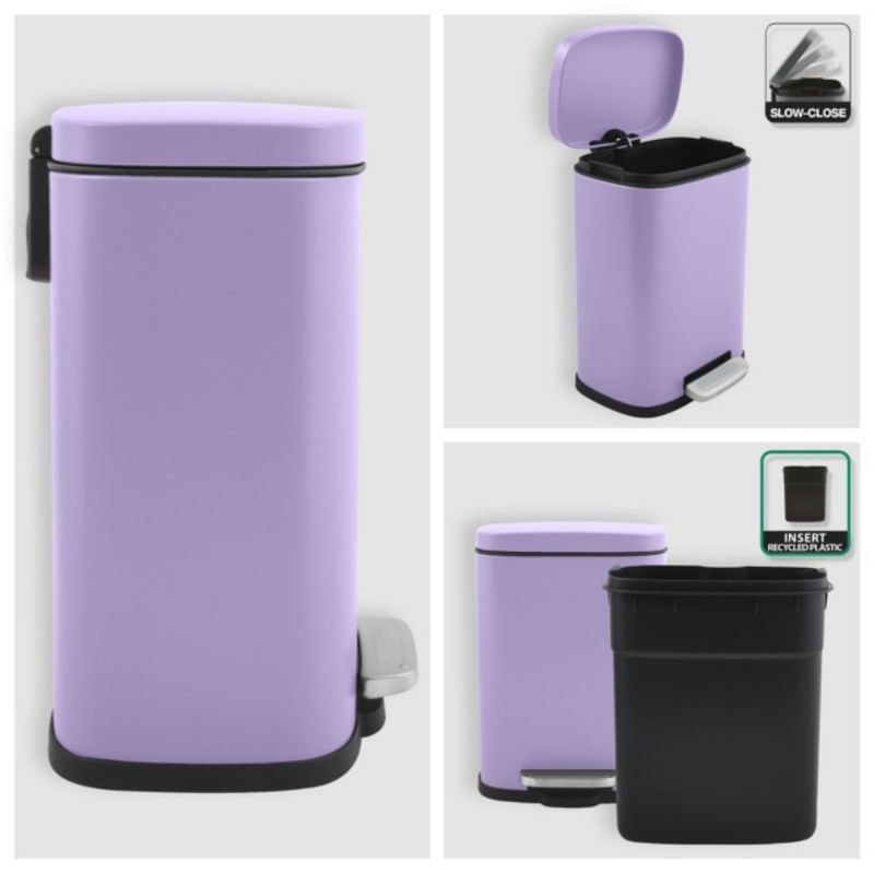 Spirella Poubelle à  Pédale Acier AKIRA 5L Lavande Mat Spirella