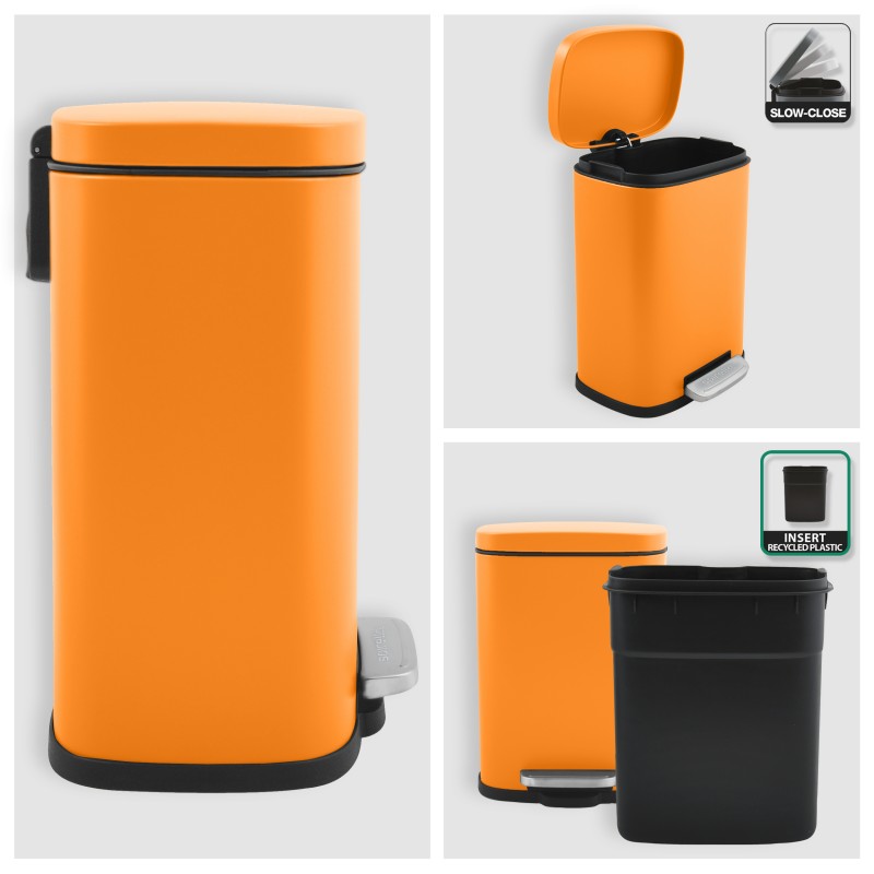 Spirella Poubelle à  Pédale Acier AKIRA 5L Orange Mat Spirella