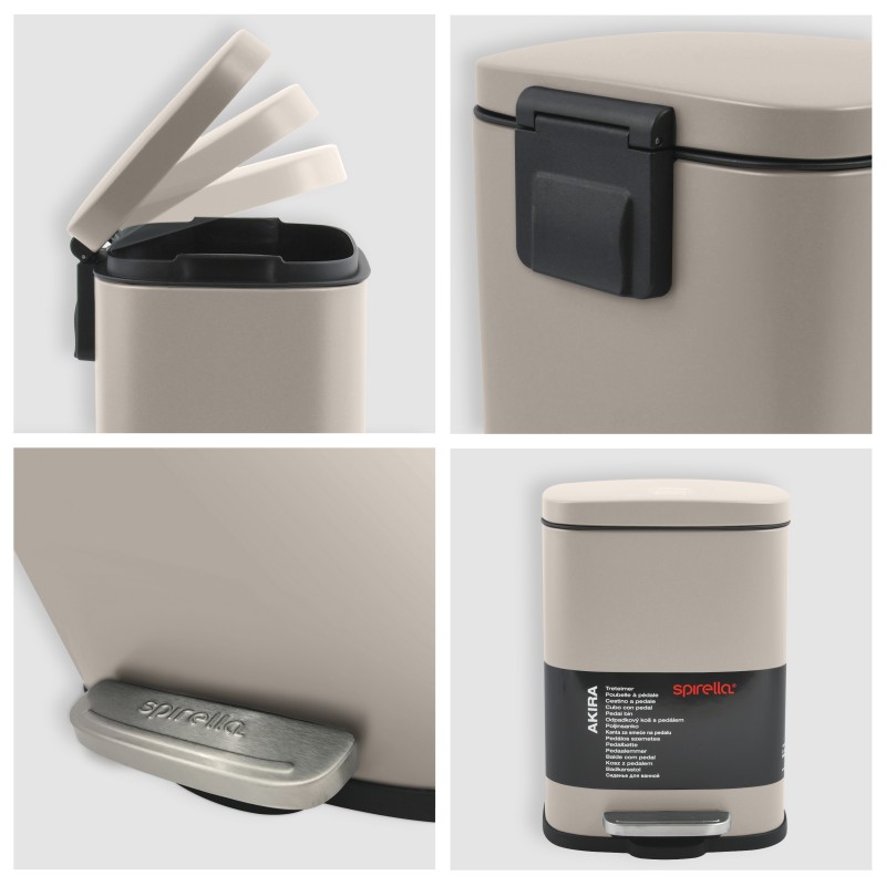 Spirella Poubelle à  Pédale Acier AKIRA 5L Taupe Mat Spirella
