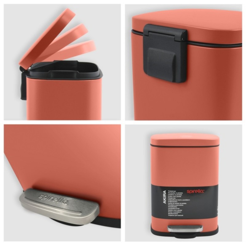 Spirella Poubelle à  Pédale Acier AKIRA 5L Terracotta Mat Spirella