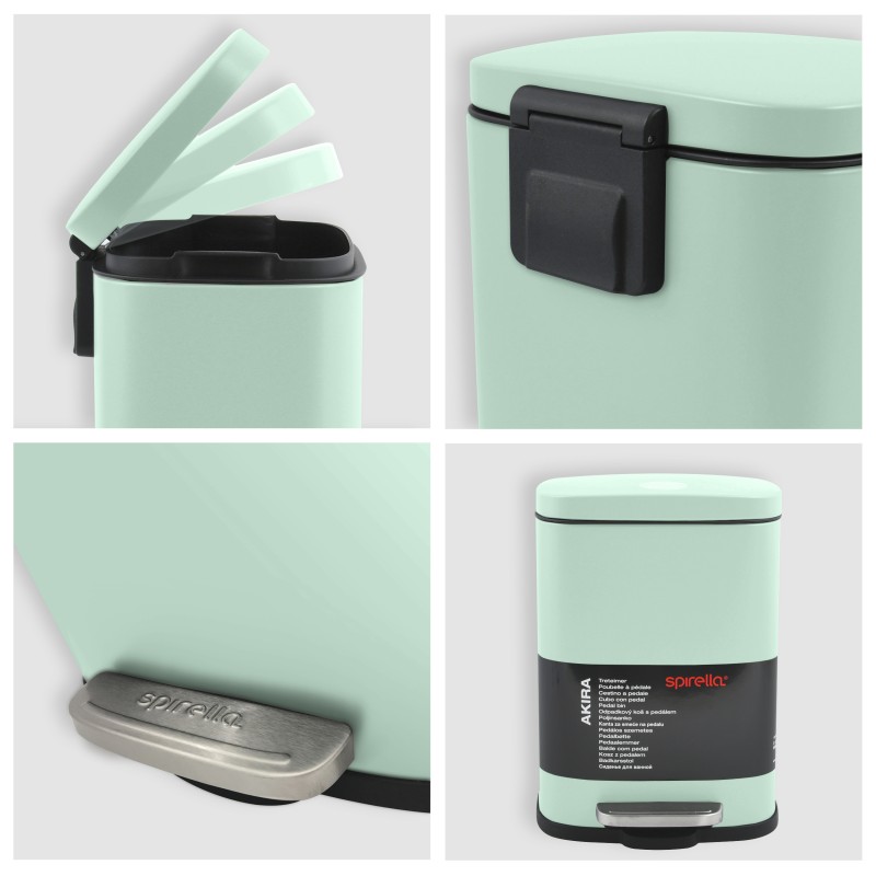 Spirella Poubelle à  Pédale Acier AKIRA 5L Vert Glacé Mat Spirella