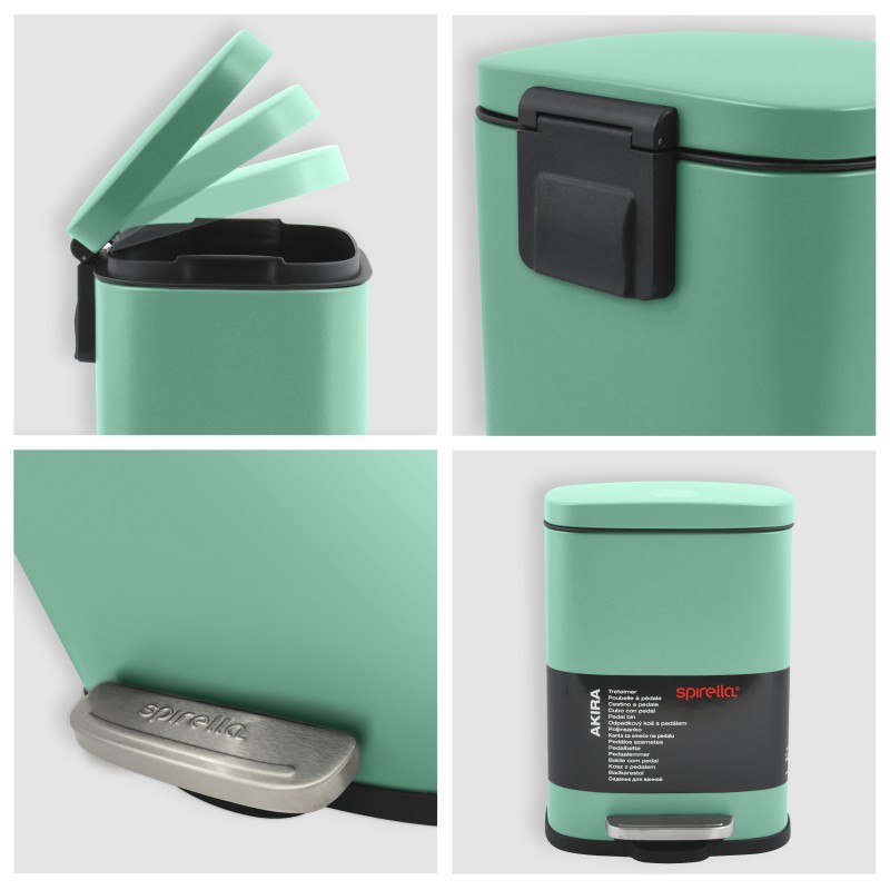 Spirella Poubelle à  Pédale Acier AKIRA 5L Vert Mat Spirella