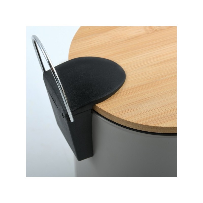 Spirella Poubelle à  Pédale Acier & Bambou ADONIS 3L Taupe Mat Spirella