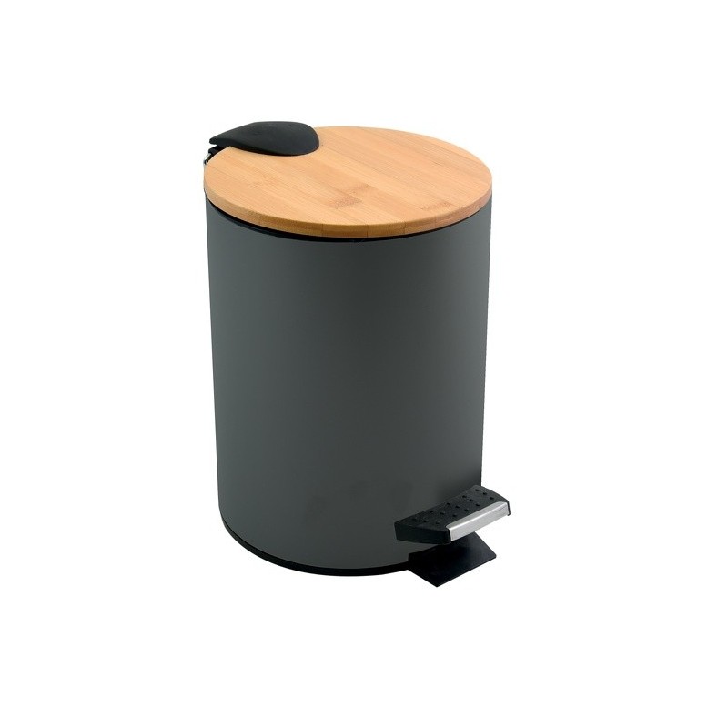 spirella Poubelle à  pédale Acier & Bambou ADONIS 5L Gris Anthracite mat Spirella