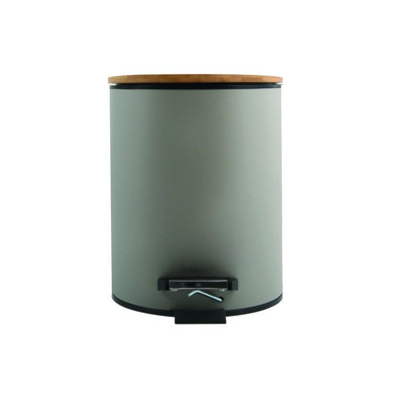 Spirella Poubelle à  Pédale Acier & Bambou ADONIS 5L Taupe Mat Spirella