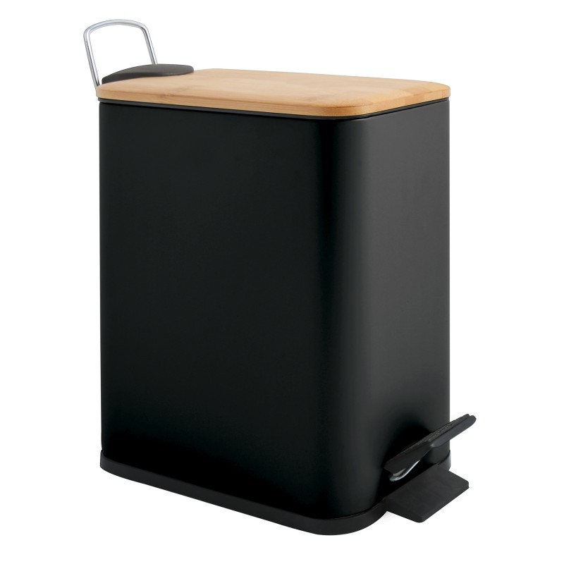 spirella Poubelle à  pédale Acier & Bambou ERIK 5L Noir mat Spirella