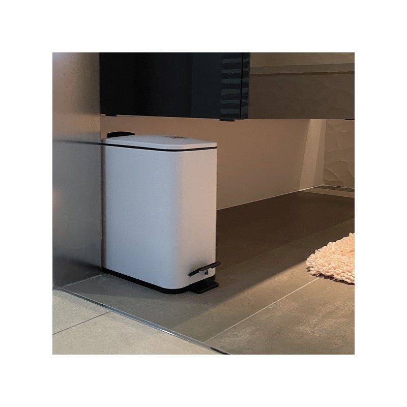 Spirella Poubelle à  Pédale Acier ERIK 5L Blanc Mat Spirella