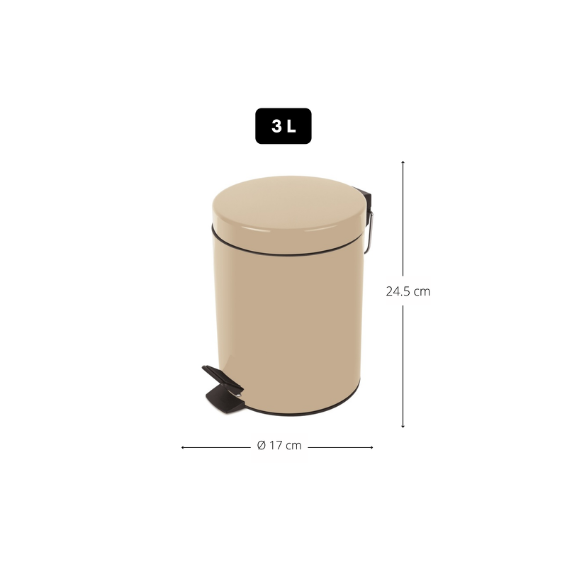 Spirella Poubelle à  Pédale Acier SYDNEY 3L Beige Sable Spirella
