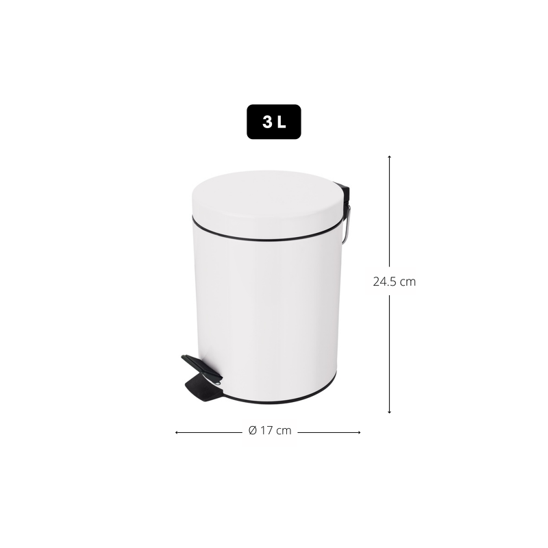 Spirella Poubelle à  Pédale Acier SYDNEY 3L Blanc Spirella