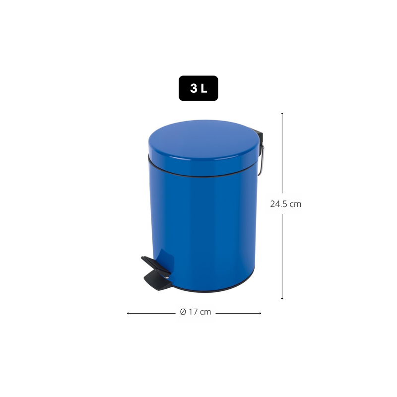 Spirella Poubelle à  Pédale Acier SYDNEY 3L Bleu Spirella