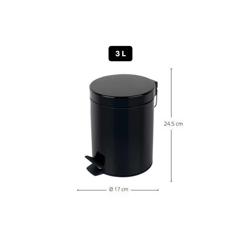 Spirella Poubelle à  Pédale Acier SYDNEY 3L Noir Spirella