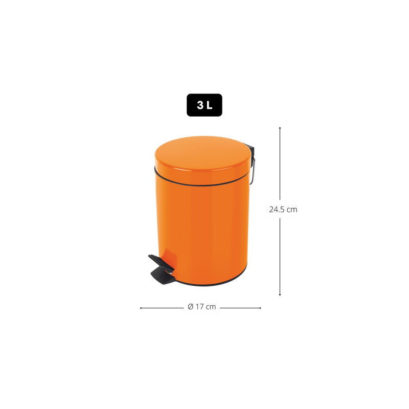 Spirella Poubelle à  Pédale Acier SYDNEY 3L Orange Spirella
