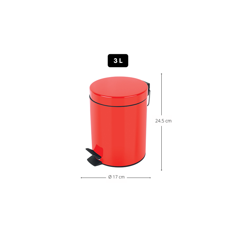 Spirella Poubelle à  Pédale Acier SYDNEY 3L Rouge Spirella