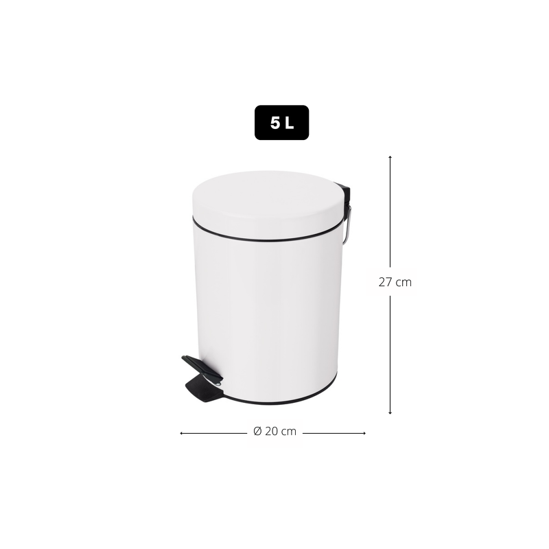 Spirella Poubelle à  Pédale Acier SYDNEY 5L Blanc Spirella
