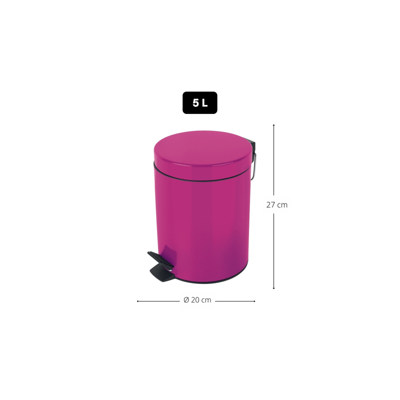 Spirella Poubelle à  Pédale Acier SYDNEY 5L Rose Foncé Spirella