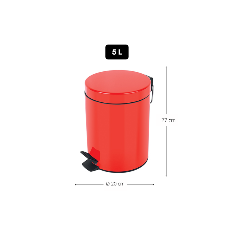 Spirella Poubelle à  Pédale Acier SYDNEY 5L Rouge Spirella