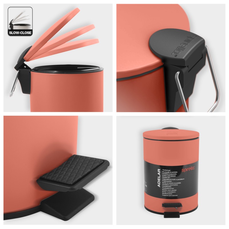 Spirella Poubelle à  Pédale ADELAR 5L Acier Terracotta Mat Spirella