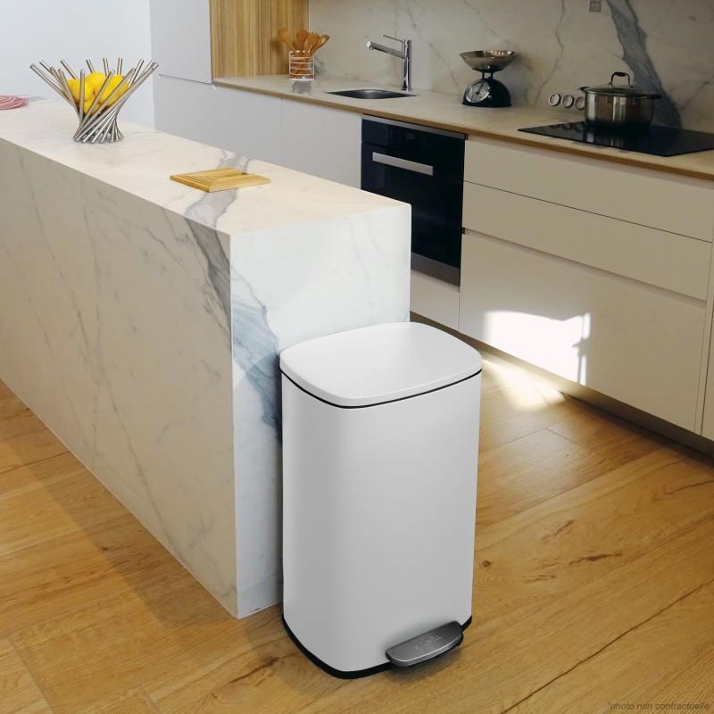Spirella Poubelle à Pédale De Cuisine Acier AKIRA 30L Blanc Mat Spirella