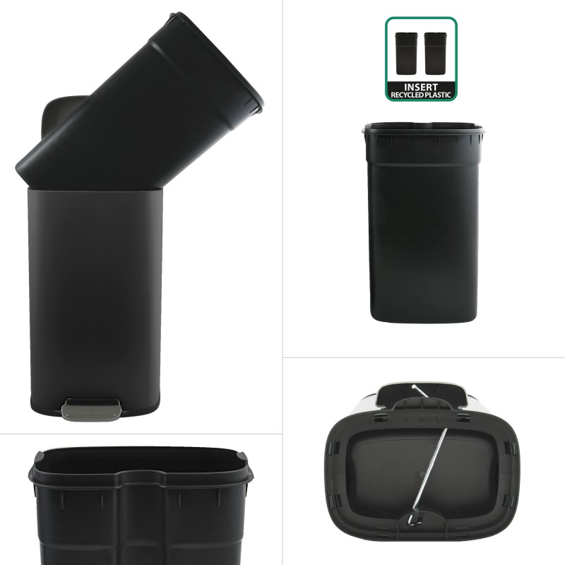 Spirella Poubelle à Pédale De Cuisine Acier AKIRA 30L Noir Mat Spirella