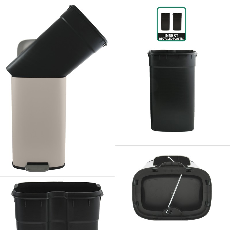 Spirella Poubelle à  Pédale De Cuisine Acier AKIRA 30L Taupe Mat Spirella