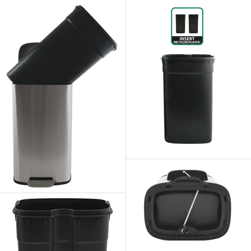Spirella Poubelle à Pédale De Cuisine Grande Capacité Inox AKIRA 50L Brossé Spirella