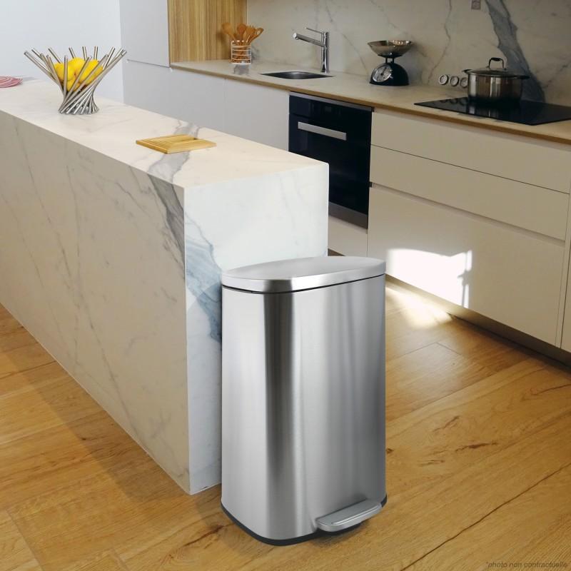 Spirella Poubelle à Pédale De Cuisine Inox AKIRA 30L Brossé Spirella