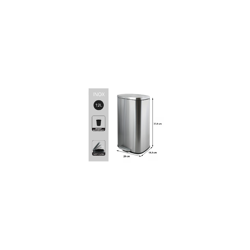 Spirella Poubelle à  Pédale Inox AKIRA 12L Brossé Spirella
