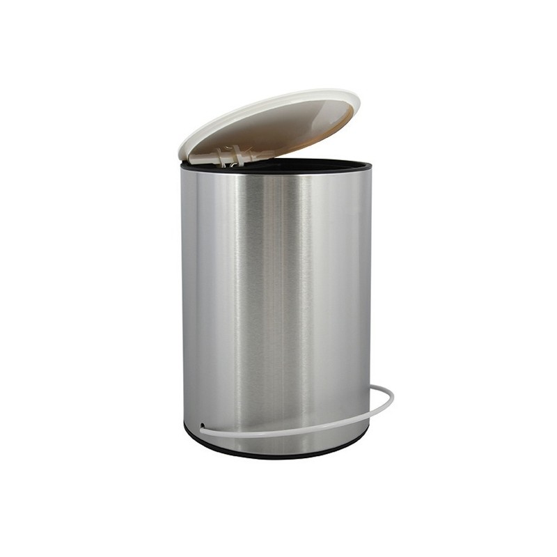 Spirella Poubelle à  Pédale Inox UNNA 5L Acier & Blanc MSV