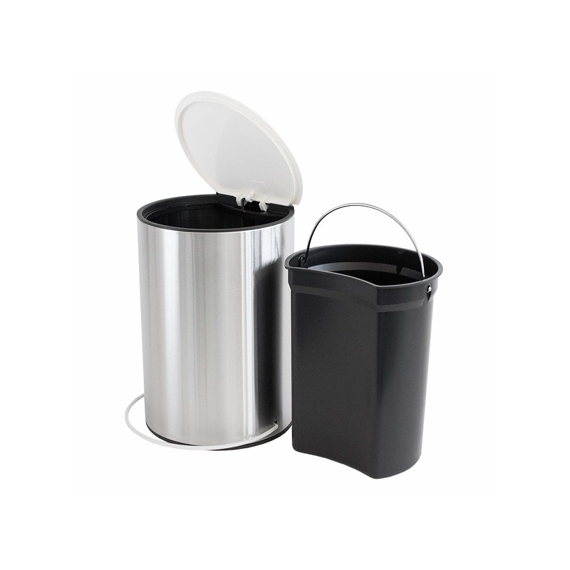 Spirella Poubelle à  Pédale Inox UNNA 5L Acier & Blanc MSV