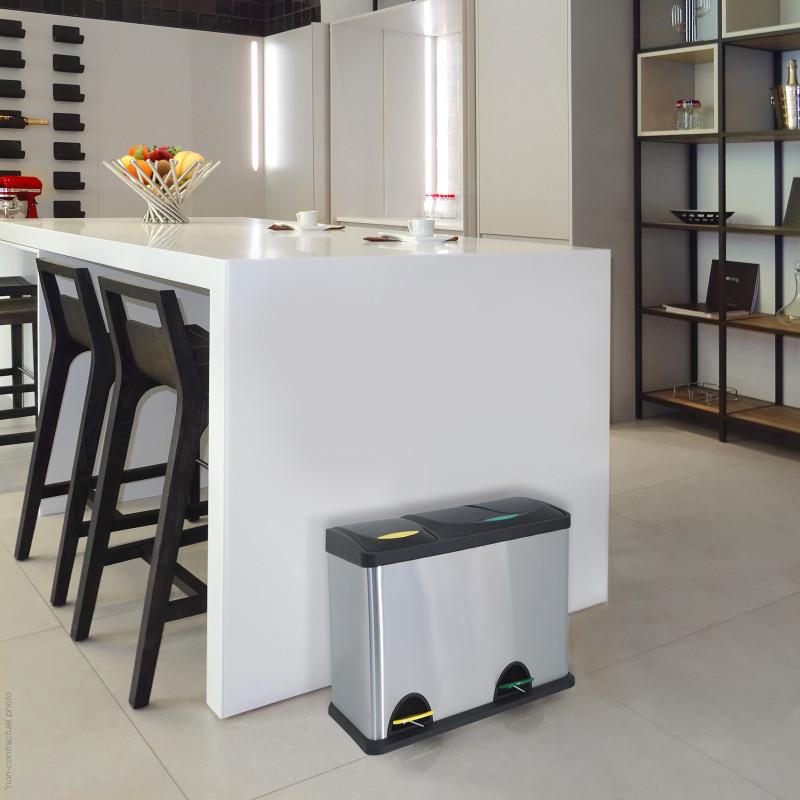 Spirella Poubelle à  Pédale Tri Sélectif Inox 18L+8L MSV