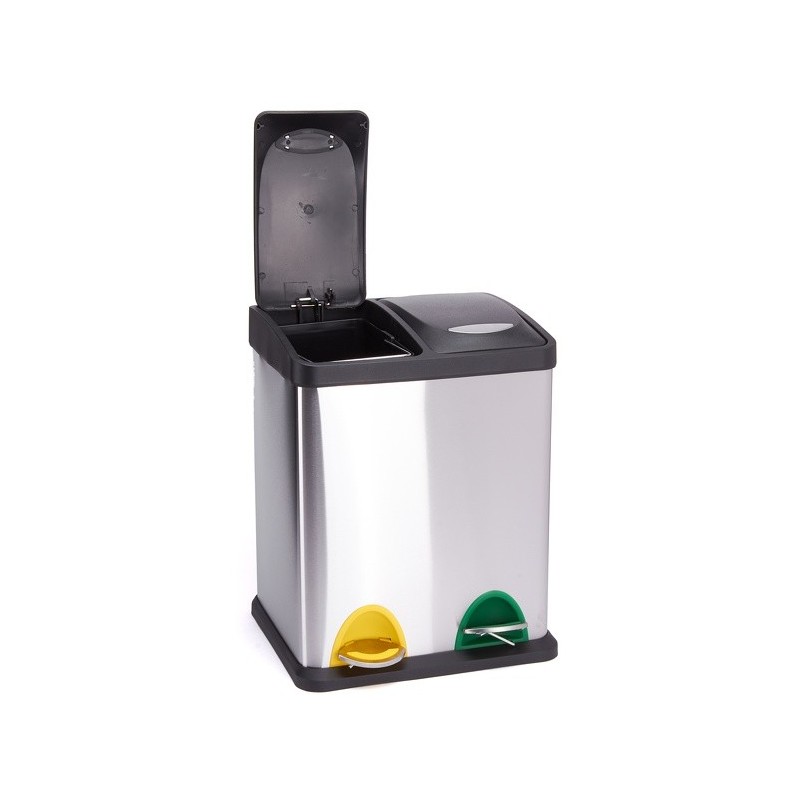 Spirella Poubelle à  Pédale Tri Sélectif Inox 2 Bacs 8L MSV