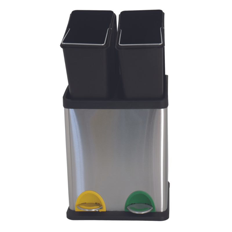 Spirella Poubelle à  Pédale Tri Sélectif Inox 2 Bacs 8L MSV