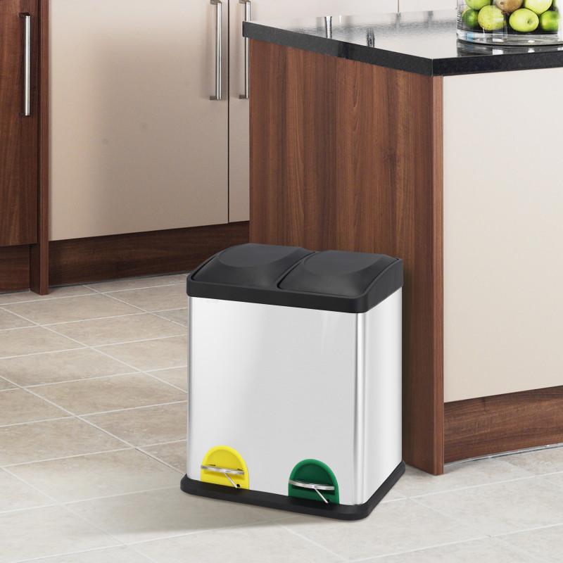 Spirella Poubelle à  Pédale Tri Sélectif Inox 2x20L Brossé MSV