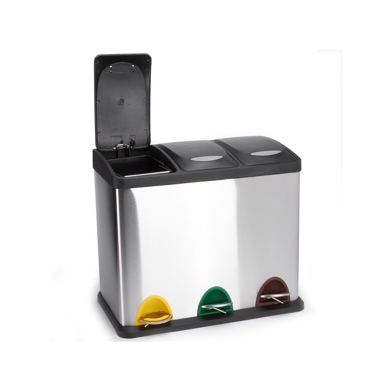 Spirella Poubelle à  Pédale Tri Sélectif Inox 3 Bacs 8Lx3 MSV