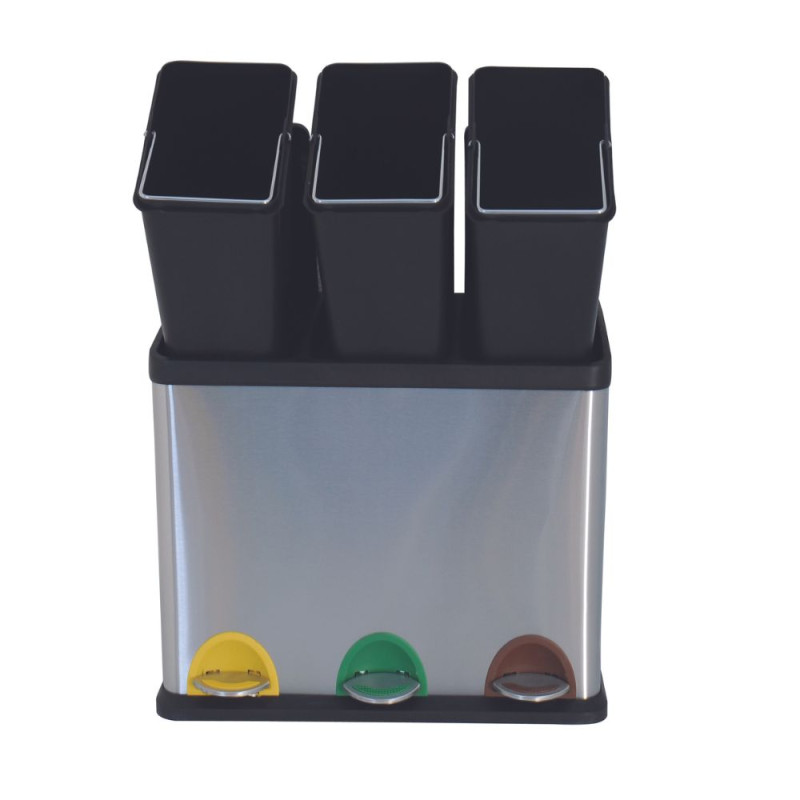 Spirella Poubelle à  Pédale Tri Sélectif Inox 3 Bacs 8Lx3 MSV