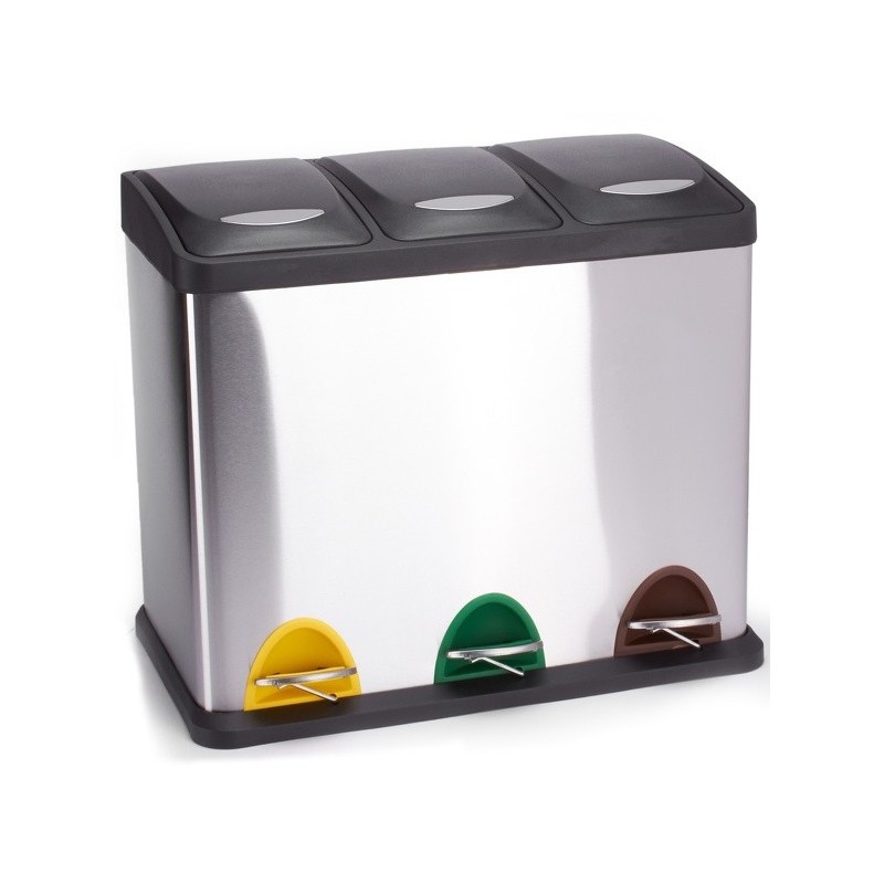 spirella Poubelle à  pédale Tri sélectif Inox 3 bacs 8Lx3 MSV