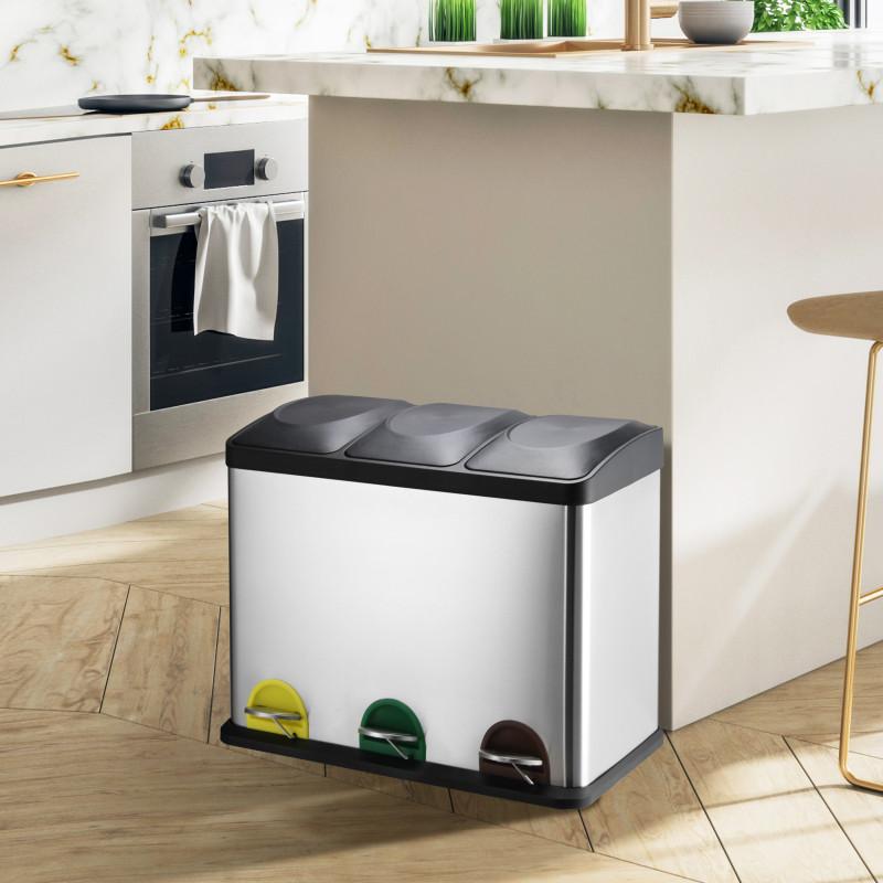 Spirella Poubelle à  Pédale Tri Sélectif Inox 3x20L MSV