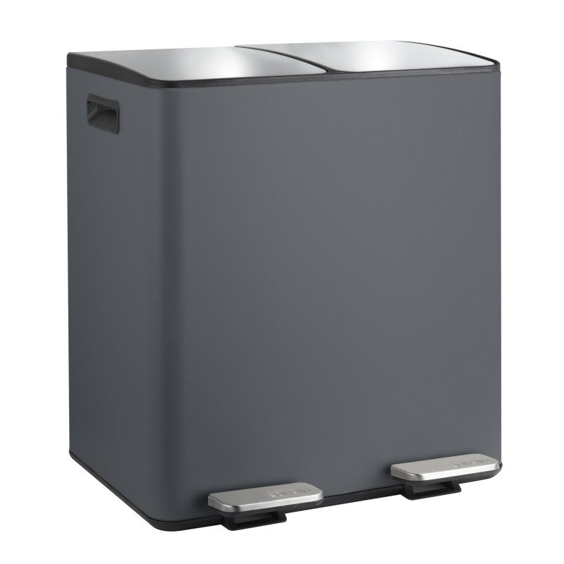 spirella Poubelle tri Sélectif ALIYA 40L (2x20L) Acier Gris mat Spirellaa