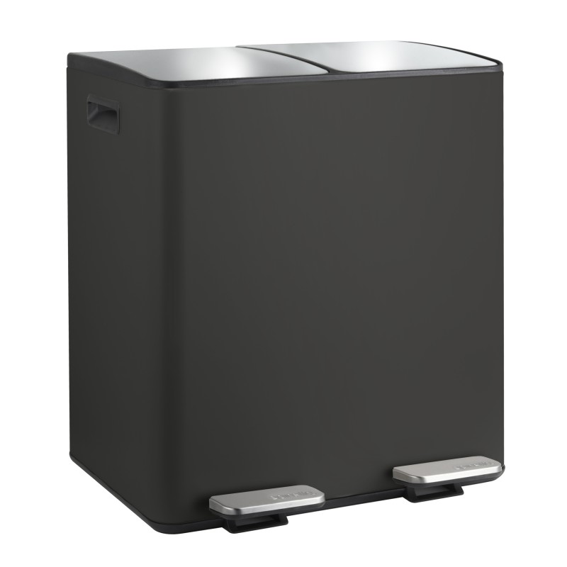 spirella Poubelle Tri Sélectif ALIYA 40L (2x20L) Acier Noir mat Spirella