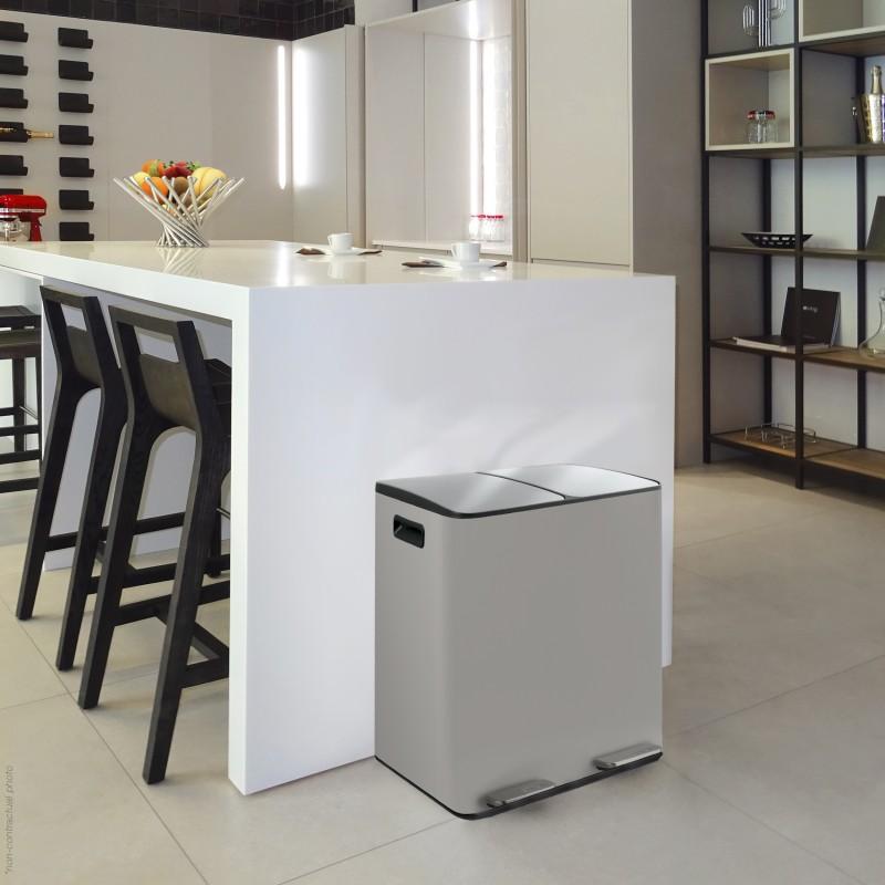 Spirella Poubelle Tri Sélectif ALIYA 40L (2x20L) Acier Taupe Mat Spirella