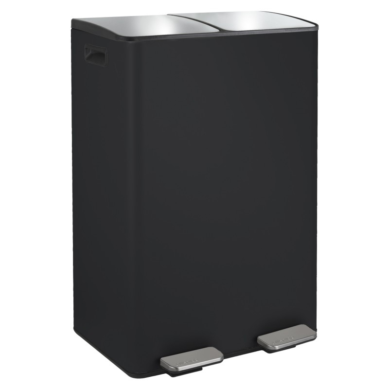 spirella Poubelle tri Sélectif ALIYA 60L (2x30L) Acier Noir mat Spirella