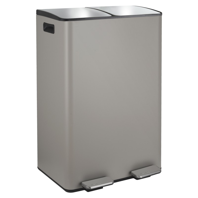 spirella Poubelle tri Sélectif ALIYA 60L (2x30L) Acier Taupe mat Spirella