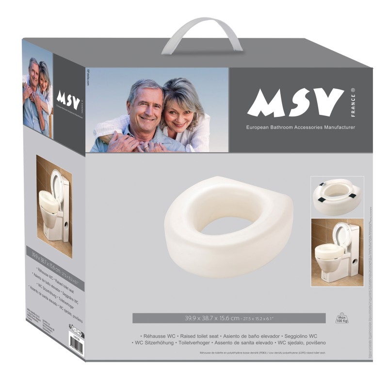 Spirella Rehausseur WC 15cm Pour Personne à  Mobilité Réduite - Max 100kg MSV