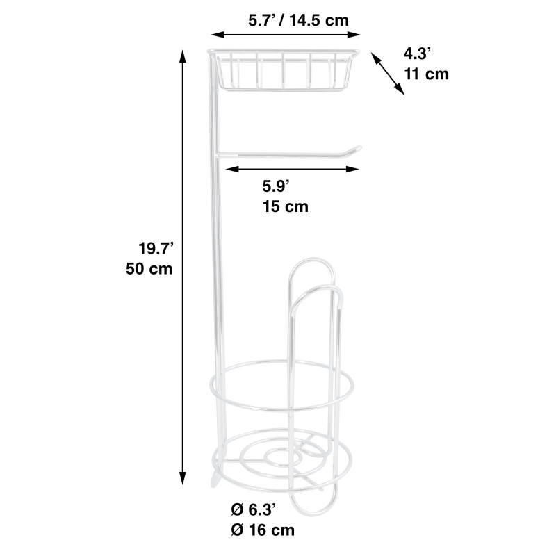 Spirella Réserve Porte Rouleaux & Support Téléphone Sur Pied Acier LILO Blanc Mat MSV
