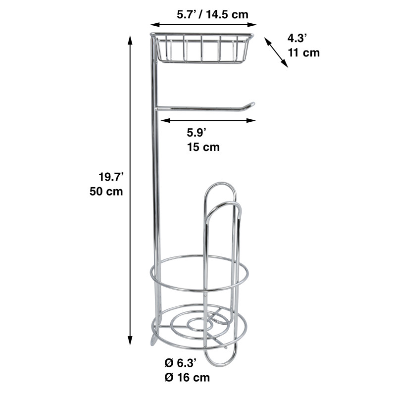 Spirella Réserve Porte Rouleaux & Support Téléphone Sur Pied Acier LILO Chromé MSV