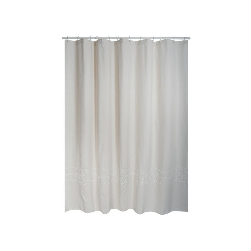 Spirella Rideau De Douche Coton & Polyester CORDELE 180x200cm QUALITà PREMIUM Beige - Anneaux Inclus MSV