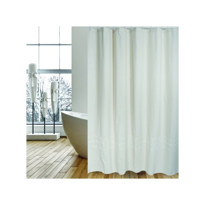 spirella Rideau de douche Coton & Polyester CORDELE 180x200cm QUALITà PREMIUM Beige - Anneaux inclus MSV