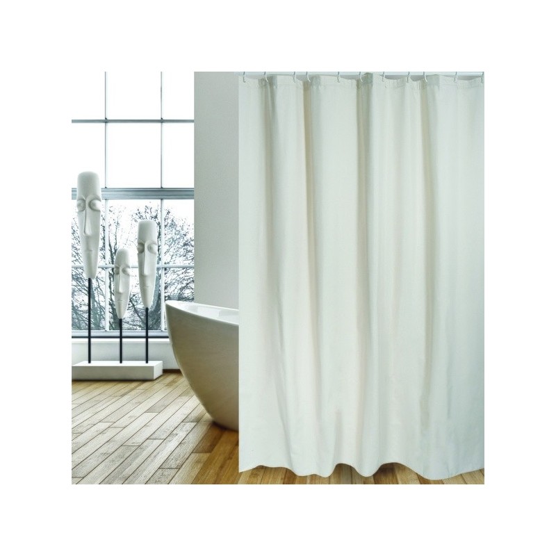 spirella Rideau de douche Coton & Polyester NATUREL 180x200cm QUALITà PREMIUM Beige - Anneaux inclus MSV