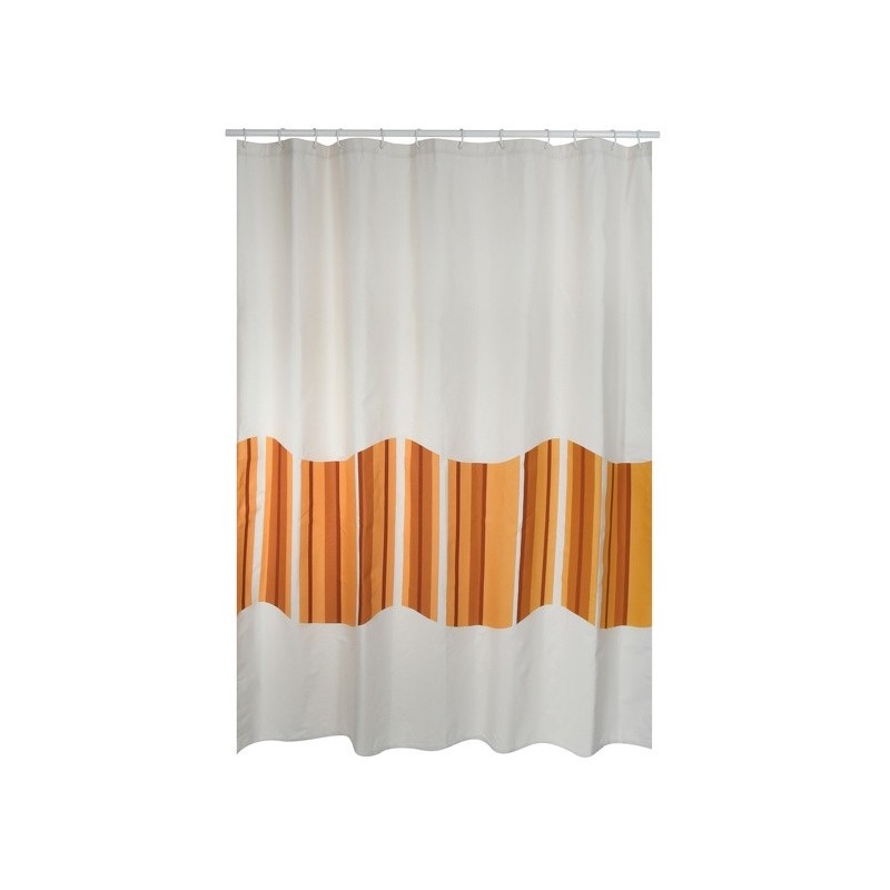 Spirella Rideau De Douche Coton & Polyester TIERA 180x200cm QUALITà PREMIUM Beige & Orange - Anneaux Inclus MSV